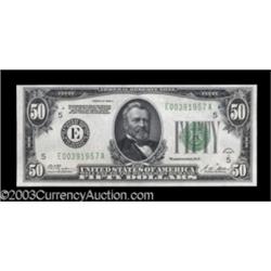 Fr. 2101-E $50 1928A Federal Reserve Note. Gem Crisp Uncirculated.