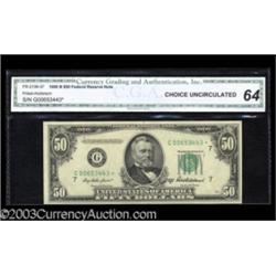 Fr. 2109-G* $50 1950B Federal Reserve Note. CGA Choice Uncirculated 64.