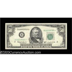 Fr. 2111-B* $50 1950D Federal Reserve Note. Gem Crisp Uncirculated.