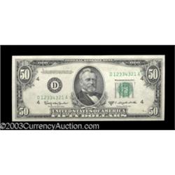 Fr. 2111-D $50 1950D Federal Reserve Note. Gem Crisp Uncirculated.