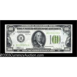 Fr. 2152-B $100 1934 Light Green Seal Federal Reserve Note.