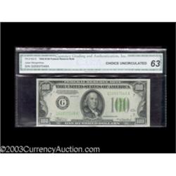 Fr. 2152-G $100 1934 Federal Reserve Note. CGA Choice Uncirculated 63.