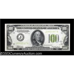 Fr. 2152-J $100 1934 Light Green Seal Federal Reserve Note. Choice Crisp Uncirculated.