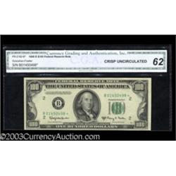 Fr. 2162-B* $100 1950E Federal Reserve Note. CGA Crisp Uncirculated 62.