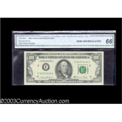 Fr. 2166-F $100 1969C Federal Reserve Note. CGA Gem Uncirculated 66.