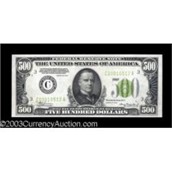 Fr. 2201-C $500 1934 Light Green Seal Federal Reserve Note. Gem Crisp Uncirculated.