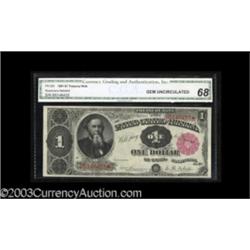 Fr. 350 $1 1891 Treasury Note CGA Gem Uncirculated 68.