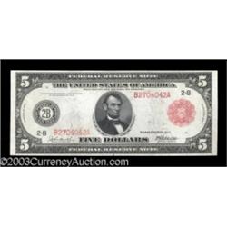 Fr. 833a $5 1914 Red Seal Federal Reserve Note Choice About New.