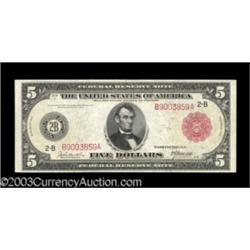 Fr. 833b $5 1914 Red Seal Federal Reserve Note About New.