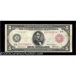 Fr. 833b $5 1914 Red Seal Federal Reserve Fine.
