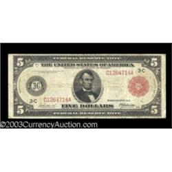 Fr. 834b $5 1914 Red Seal Federal Reserve Fine-Very Fine.
