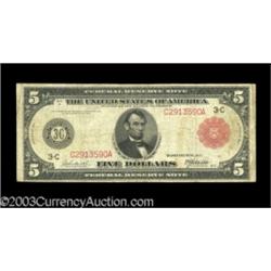 Fr. 834b $5 1914 Red Seal Federal Reserve Fine.