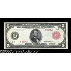 Fr. 837a $5 1914 Red Seal Federal Reserve Choice Extremely Fine.