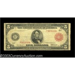 Fr. 837b $5 1914 Red Seal Federal Reserve Very Good.
