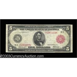 Fr. 839a $5 1914 Red Seal Federal Reserve Very Fine.