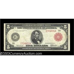 Fr. 840b $5 1914 Red Seal Federal Reserve Very Fine.