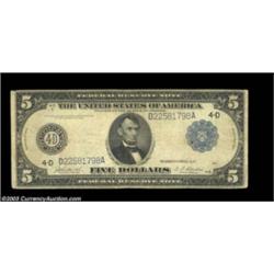 Fr. 858 1914 $5 Federal Reserve Note Fine.