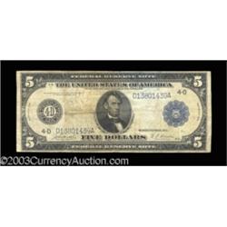 Fr. 858 1914 $5 Federal Reserve Note Very Good-Fine.