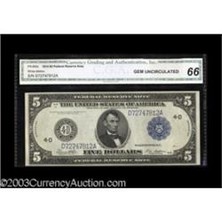 Fr. 859c $5 1914 Federal Reserve Note CGA Gem Uncirculated 66.