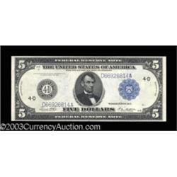 Fr. 859c 1914 $5 Federal Reserve Note Very Choice New.