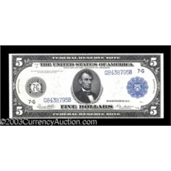 Fr. 871a $5 1914 Federal Reserve Note Very Choice New.