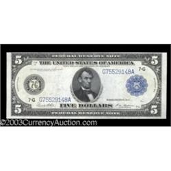 Fr. 871a 1914 $5 Federal Reserve Note Very Choice New.
