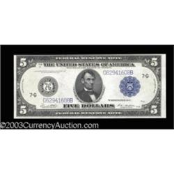 Fr. 871c 1914 $5 Federal Reserve Note Very Choice New.