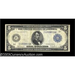 Fr. 877 1914 $5 Federal Reserve Note Fine.