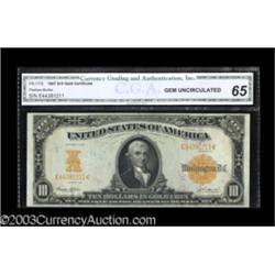 Fr. 1172 $10 1907 Gold Certificate CGA Gem Uncirculated 65.