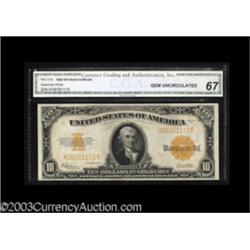 Fr. 1173 $10 1922 Gold Certificate CGA Gem Uncirculated 67.