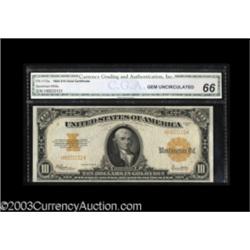 Fr. 1173a $10 1922 Gold Certificate CGA Gem Uncirculated 66.