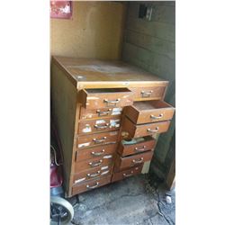 16-Drawer Wooden Cabinet