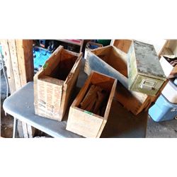 Wooden Ammunition Boxes (3), Metal Filing Drawer