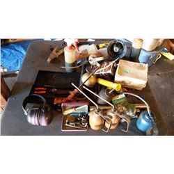 Box Of Assorted Oil Dispensers, Tools, Etc.