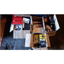 Misc. Computer Accessories, Books, Box Of 8-tracks, Box Of Misc. Motor Oil Etc.