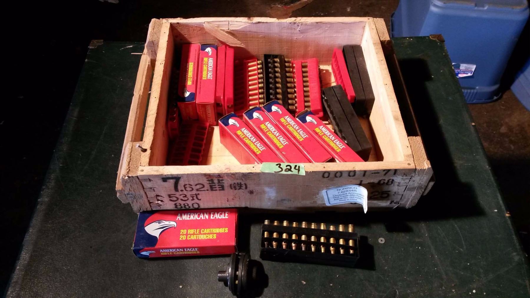 Wooden Ammunition Box & Assorted Ammunition Boxes With Empty Shells