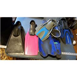 5 Pairs Of Scuba Diving Flippers