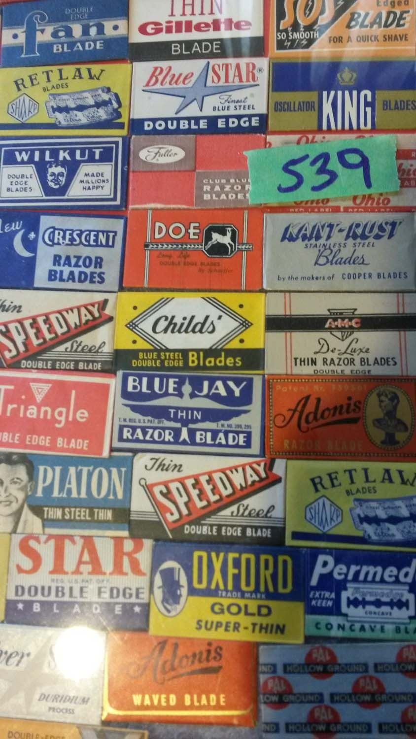 Vintage Razor Blade Boxes In Frame (150+ Boxes) - Bodnarus Auctioneering