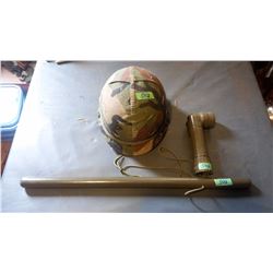Military Flashlight, Stick, & Helmet