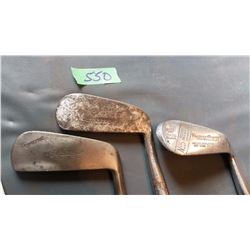 Golf Clubs With Wooden Shafts (3) (Ag Spalding Bros, Wright Ditson, Hillerich & Bradsby #5)