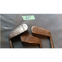 Golf Clubs With Wooden Shafts (3) (Gleneagles Special, Hillerich & Bradsby #2, Hillerich # Bradsby G