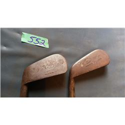 Golf Clubs With Wooden Shafts (2) (The Garry Special, R. Forganinn) (With Bag)