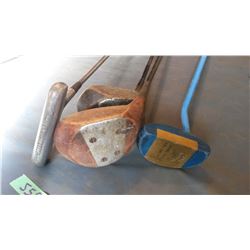 Golf Clubs (4) (Spalding Cash in Putter, Ford Personalized Golf Images With Bag)