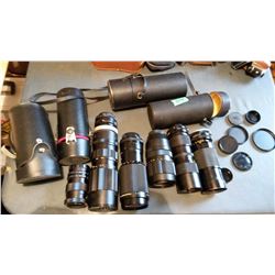 Lot Of Assorted Camera Lenses (6) & Cases