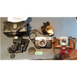 Lot Of Cameras (3) (Pentax, Ricoh, Contraflex W/Cases)