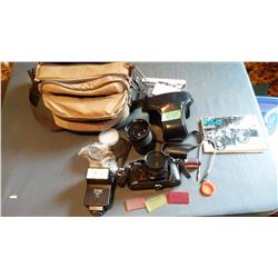 Yashica FX-D Camera With Accessories & Case