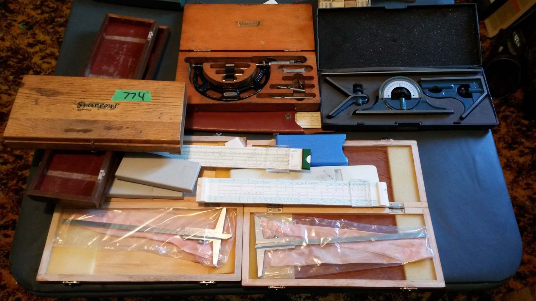 Calipers & Vintage Calipers In Box, Empty Wooden Caliper Box, Level Set