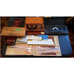 Calipers & Vintage Calipers In Box, Empty Wooden Caliper Box, Level Set