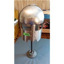 Battle Helmet With Iron Mesh & Stand (Reproduction)