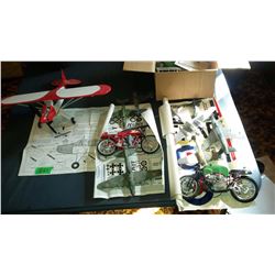 Lot Of Models (Motorcycles (2), Plane With Decals, Misc.)